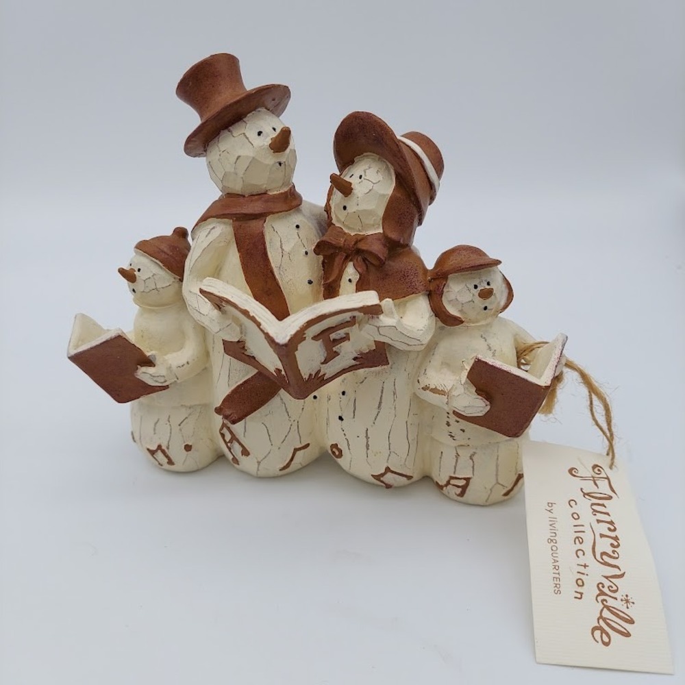 LivingQuarters Flurryville Collection Carolers Snowman Family Christmas Figurine